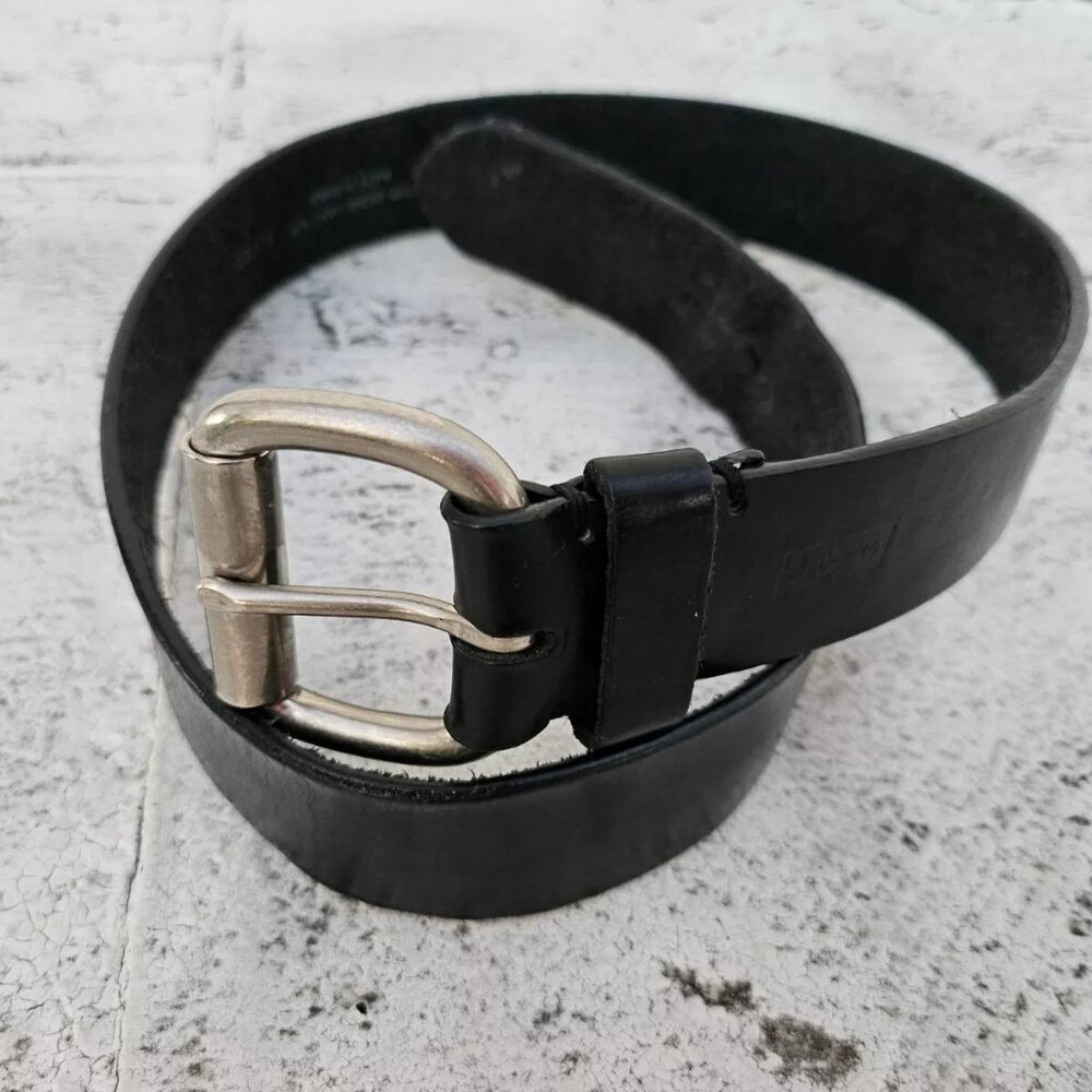 Levis Men Belt Black Leather Waistband Silver Tone Pin Buckle Size 30-31 inches - Picture 3 of 11